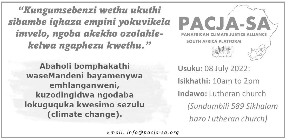 PACJAsa's tweet photo. We will be conducting a climate change workshop in Mandeni, KwaZulu Natal, tomorrow. For more information, contact info@pacja-sa.org
https://t.co/DwnDKyWiAq https://t.co/I6qtpJOyXq