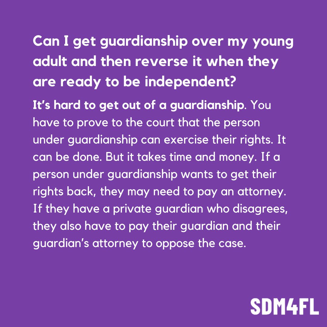 IDecideFL's tweet photo. It's hard to get out of a guardianship... It's much better to try less restrictive alternatives first instead of getting into a guardianship.

#IDecideFl #sdm4fl #SupportedDecisionMaking #NotJustBritney https://t.co/3l1VykP5Lh