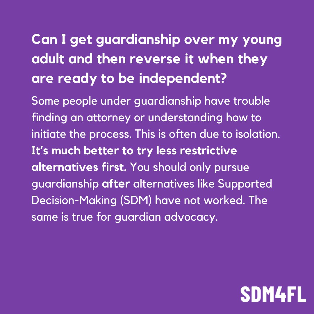 IDecideFL's tweet photo. It's hard to get out of a guardianship... It's much better to try less restrictive alternatives first instead of getting into a guardianship.

#IDecideFl #sdm4fl #SupportedDecisionMaking #NotJustBritney https://t.co/3l1VykP5Lh