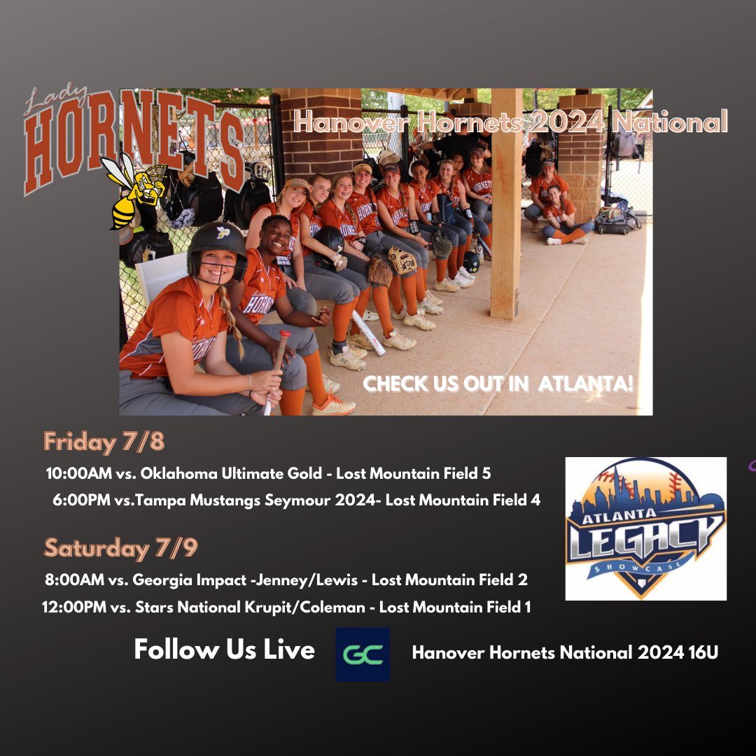 RuleyNaomi's tweet photo. Come watch us play in Atlanta this weekend!!! @LadyHornets2024 @IHartFastpitch @ExtraInningSB @LegacyShowcase https://t.co/pAGxvPNaTK