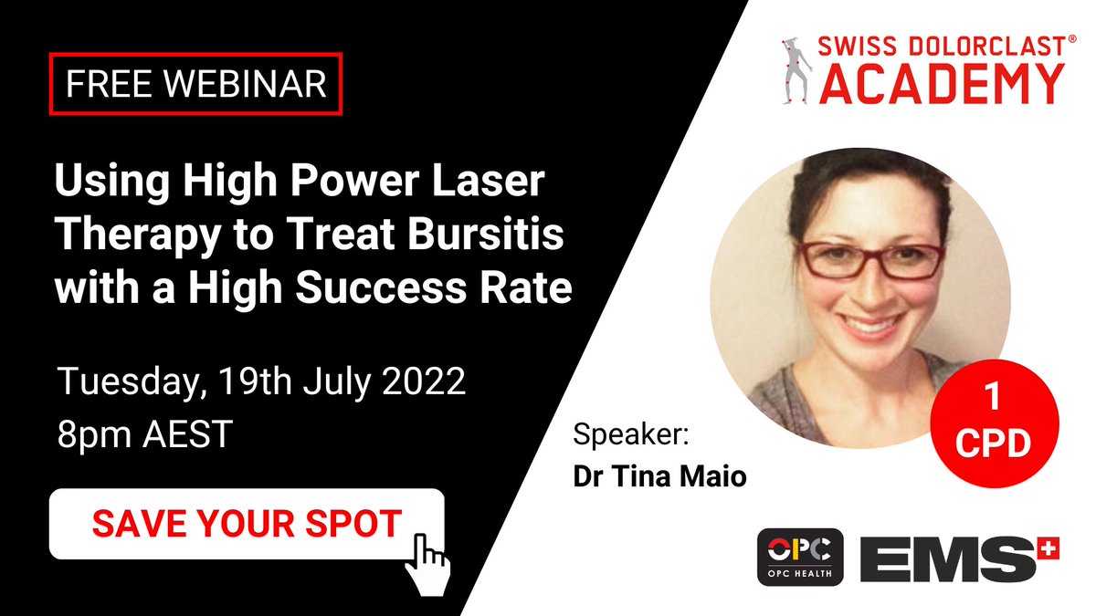 OPC_Health's tweet photo. Free Webinar - Using High Power Laser Therapy to Treat Bursitis - https://t.co/lznIW76xBq https://t.co/Hc4nQ1Dz0S