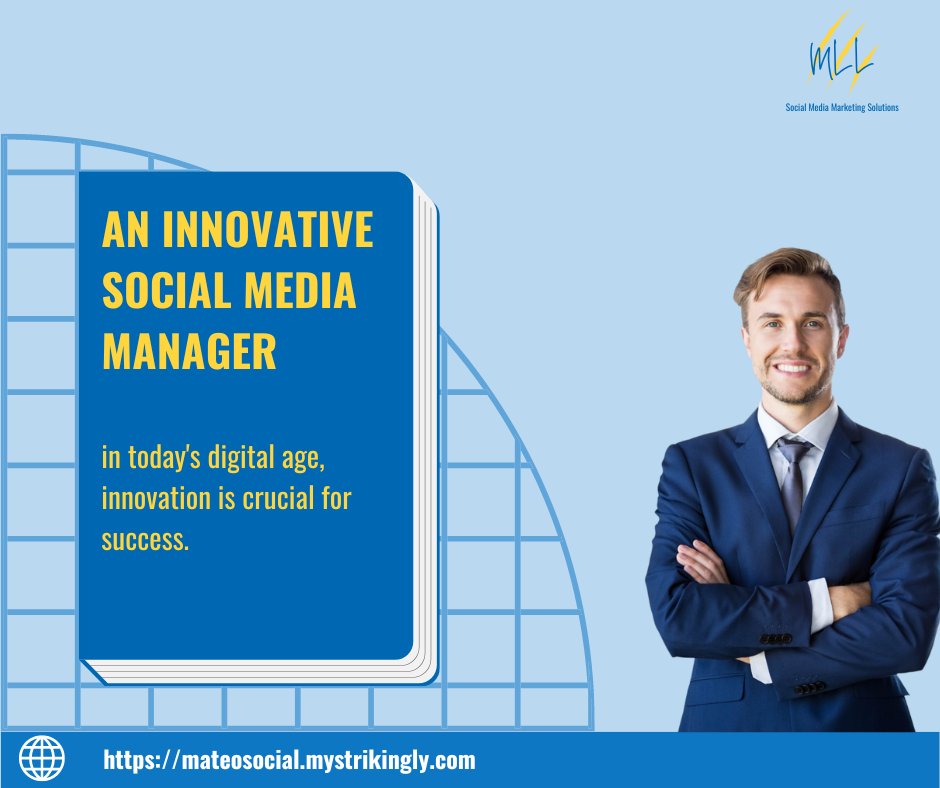LegadaMateo's tweet image. Hire an Innovative social media manager in order to proceed to new heights! 👨‍⚖️🔝✅

MLL Social Media Marketing Solutions can help you to reach new heights for your business.

Contact us!
✅ My Strikingly:    mateosocial.mystrikingly.com
#MatSolutions #MatMediaSolutions #SolutionsByMat