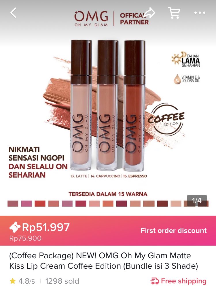 itsomgbeauty's tweet photo. OMG Matte Kiss Lip Cream Coffee Edition paling sering sold out. Cuss langsung check out mumpung FLASH SALE 7.7🔥🔥 
https://t.co/nC45GJgl83
#OMGNeverFade #OMGCoffeeEdition #FlashSale77 https://t.co/hxCs1YEO5b