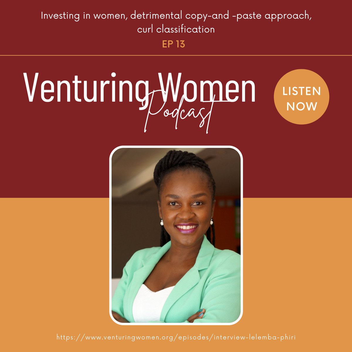 Enygma Ventures (@enygmaventures) on Twitter photo Our Partner, <a href="/Lelemba/">Lelemba C Phiri</a> , jumped onto the Venturing Women podcast to have some important conversations about investing in African women, a detrimental copy-and-paste approach, and curl classification.
Listen here: venturingwomen.org/episodes/inter…
#venturingwomen Our Partner, <a href="/Lelemba/">Lelemba C Phiri</a> , jumped onto the Venturing Women podcast to have some important conversations about investing in African women, a detrimental copy-and-paste approach, and curl classification.
Listen here: venturingwomen.org/episodes/inter…
#venturingwomen