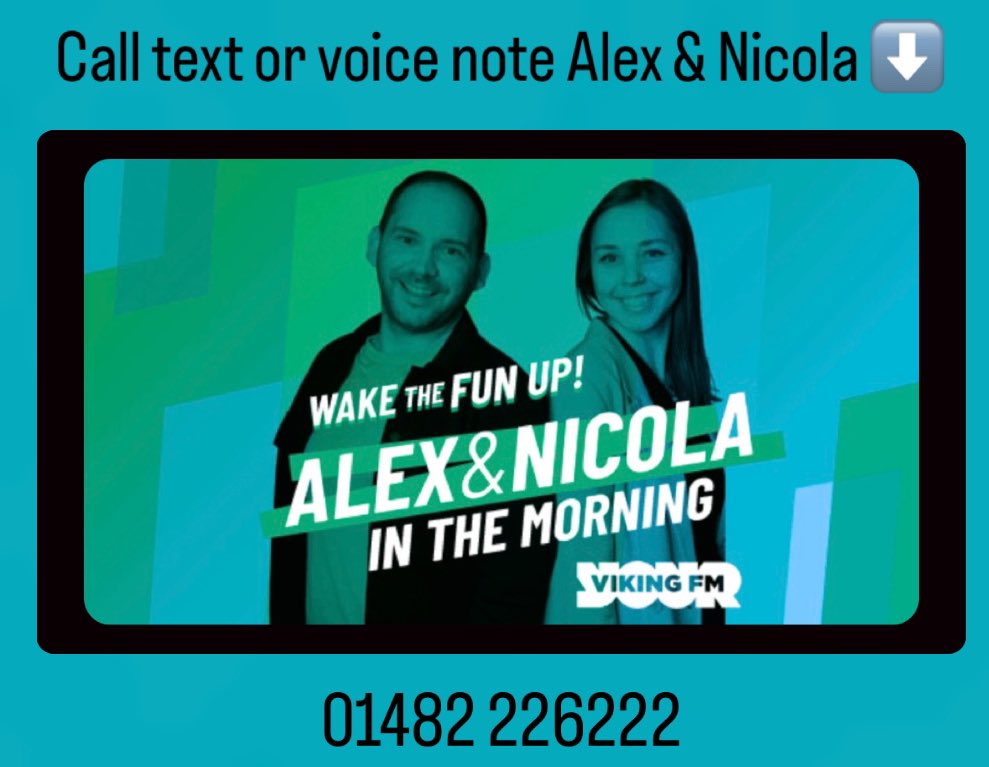 ⏰Every (Mon-Fri) morning
 Join <a href="/whatalexthinks/">Alex Duffy</a> &amp; @lashleynicola
coming up…

🎶The biggest hits and throwbacks

🗣The latest showbiz news

💭The most Googled Question

❌ Never gonna get it

🤣real laughs,stories &amp; fun 

🎟WIN tickets to see <a href="/thescript/">the script</a>

🔊viking.listennow.link/57658