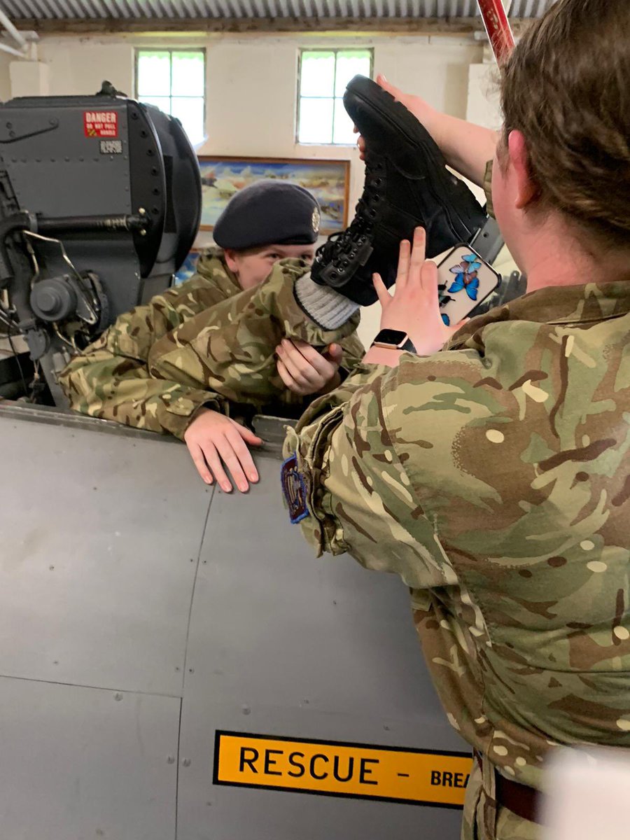 RafCcf's tweet photo. A visit to Thorpe Camp today and some found it easier to get inside the Tornado cockpit than others… @OhgsPrincipal @graemetbell https://t.co/af5YnJ9xCe