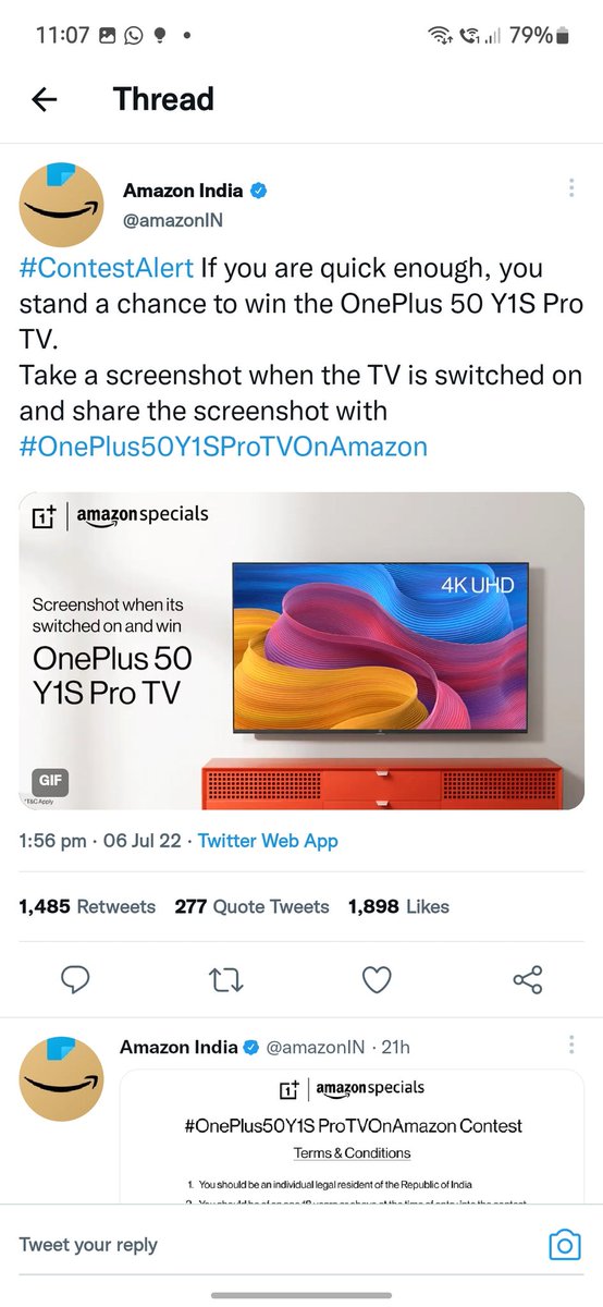 thebiga's tweet photo. @amazonIN
@OnePlus_IN
#OnePlus50Y1SProTVOnAmazon

Took 20 screenshots. https://t.co/O5vUhcRzXB