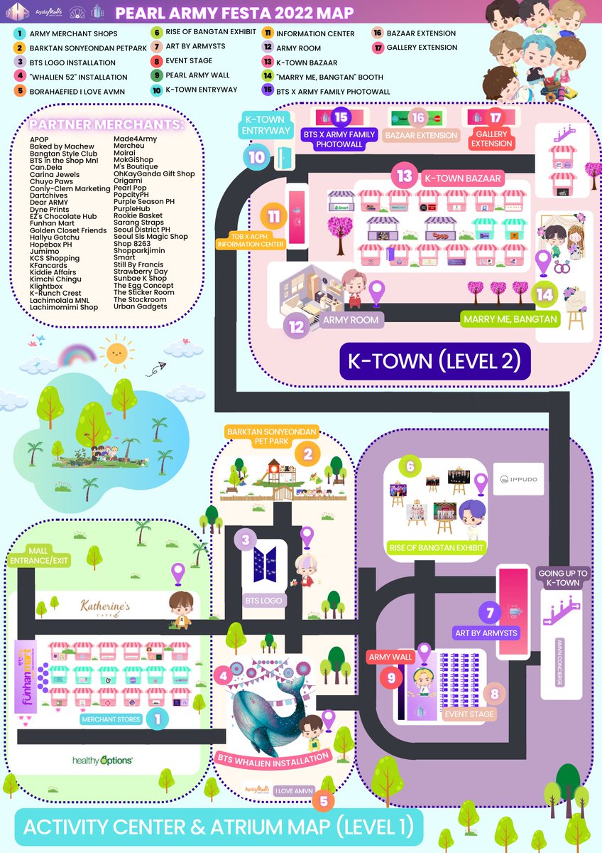 armyconnectph's tweet photo. D-1 | SEE YOU at the PEARL ARMY FESTA &amp; BAZAAR!
July 8-10, Ayala Malls Vertis North 
Here's your guide to all the attractions at the venue. The event is FREE for all and is open from 11:00AM to 9:00PM. Visit https://t.co/DzTVnlWRD3 to learn more. Happy ARMYversary! https://t.co/Hqk6aXUkvF