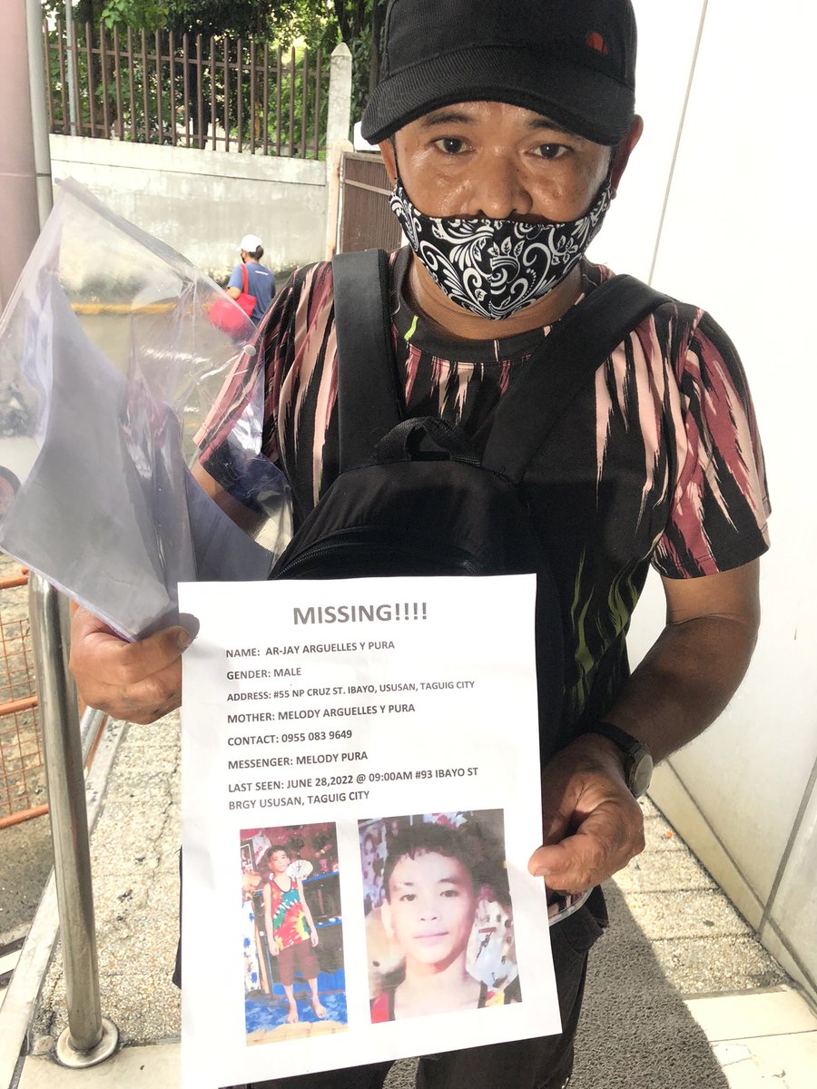 MISSING ALERT. Ar-jay’s father says his son has been missing for 10 days already. You may have come across him, Taguig area. RT is appreciated.