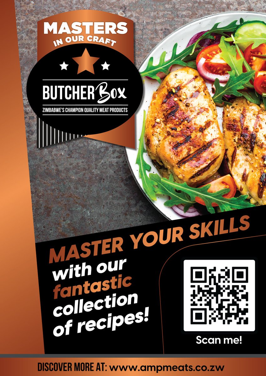 ButcherBoxZw's tweet photo. MASTER YOUR SKILLS with our fantastic collection of recipes!
Take your cooking to the next level.

Enjoy our MUST-TRY recipes in your kitchen with THE BUTCHER BOX!

Scan the code and discover more with THE BUTCHER BOX!

#mastersinourcraft #butcherbox #lovelocal #bestofthebest https://t.co/SFf8KZOEwI