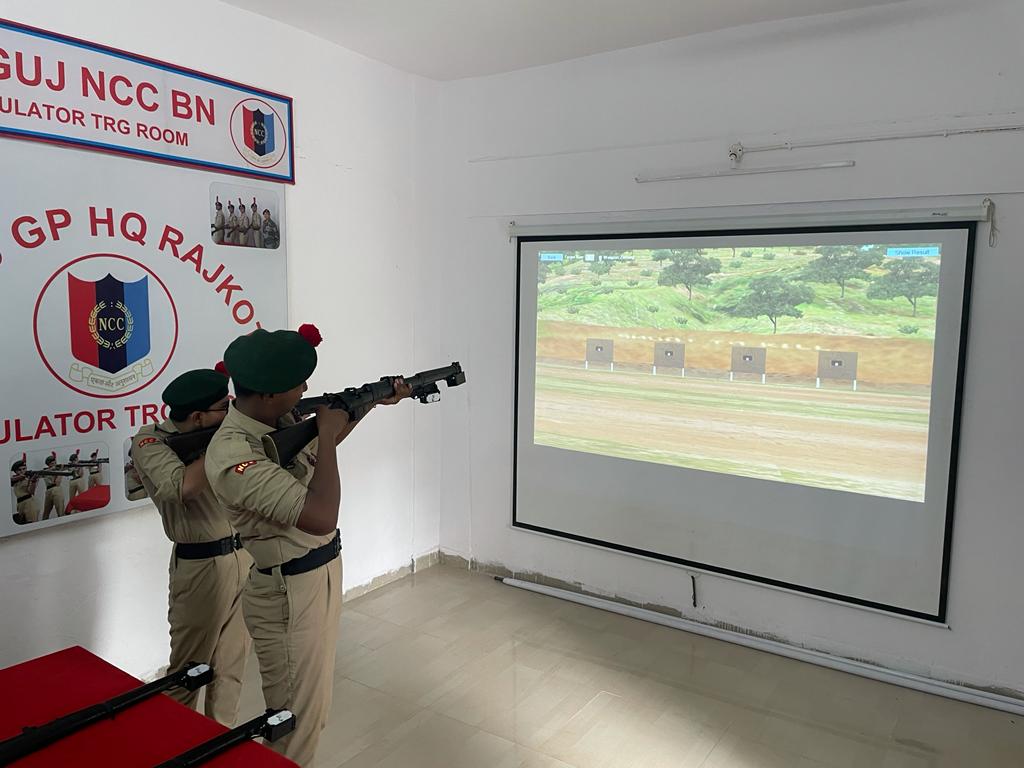 NCC_Dte_Gujarat's tweet image. #NCCGUJARAT
#SimulatorTraining
Cdts of Rajkot Gp undergoing Sml firing trg at 2 Guj BN NCC, Rajkot. Simulator trg gives immediate feedback &amp;amp; helps in sharpening skills.
@DefencePRO_Guj
@HQ_DG_NCC
@drajaykumar_ias
@GovernorofGuj
@CMOGuj
@jitu_vaghani
@PMOIndia
@SpokespersonMoD