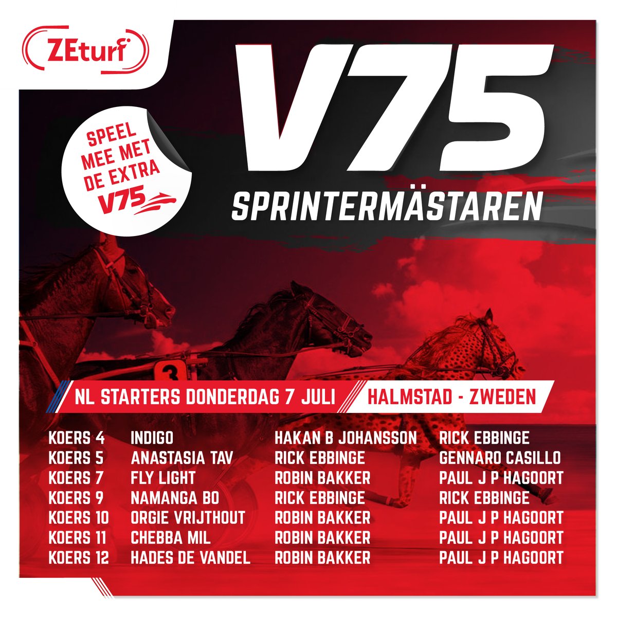 ZEturf_NL's tweet photo. 🇳🇱Veel Nederlanders tijdens de #Sprintermästaren op #Halmstad - Zweden. 🇸🇪
👉 Speel mee met de EXTRA V75! 💰
▶️ Kijk op onze V75 tippagina voor alle ins-en-outs
https://t.co/UejAdHRPl5
#ZEturf #Ebbinge #Zweden https://t.co/ZAZ9v4qXZW