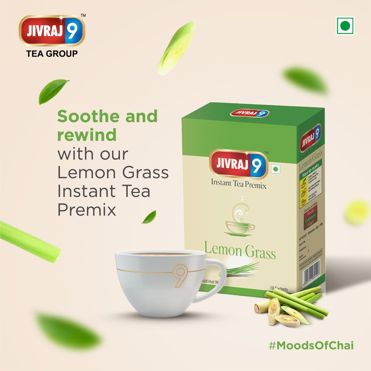 Get the most soothing and refreshing experience with our Lemongrass Instant Tea Premix. Ensure the same taste of Jivraj 9 Tea in a quick & convenient way.
#MoodsOfChai
.
.
#Jivraj9 #Sangharsh #SangharshKaSaathi #Jivraj9Tea #Tea #TeaLovers #LemonGrass