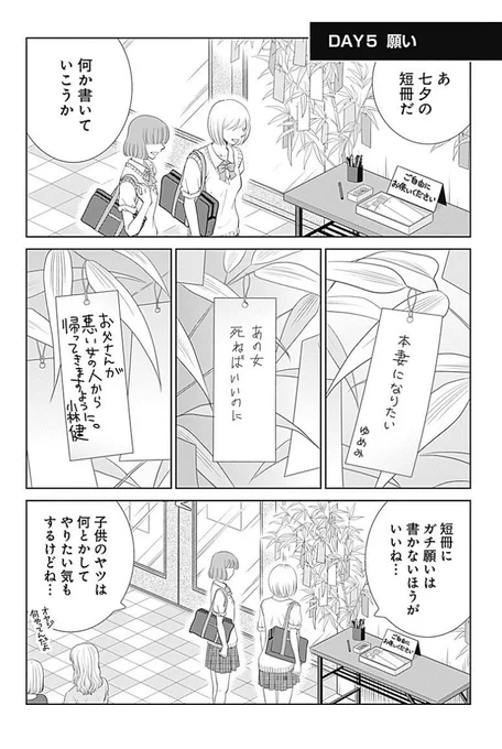 悪い女の人にホイホイ着いて行くようなお父さんはぶっちゃけ帰ってこない方が良い。

あ、今日は七夕だそうです。

(「日常の秘め事」より) 
