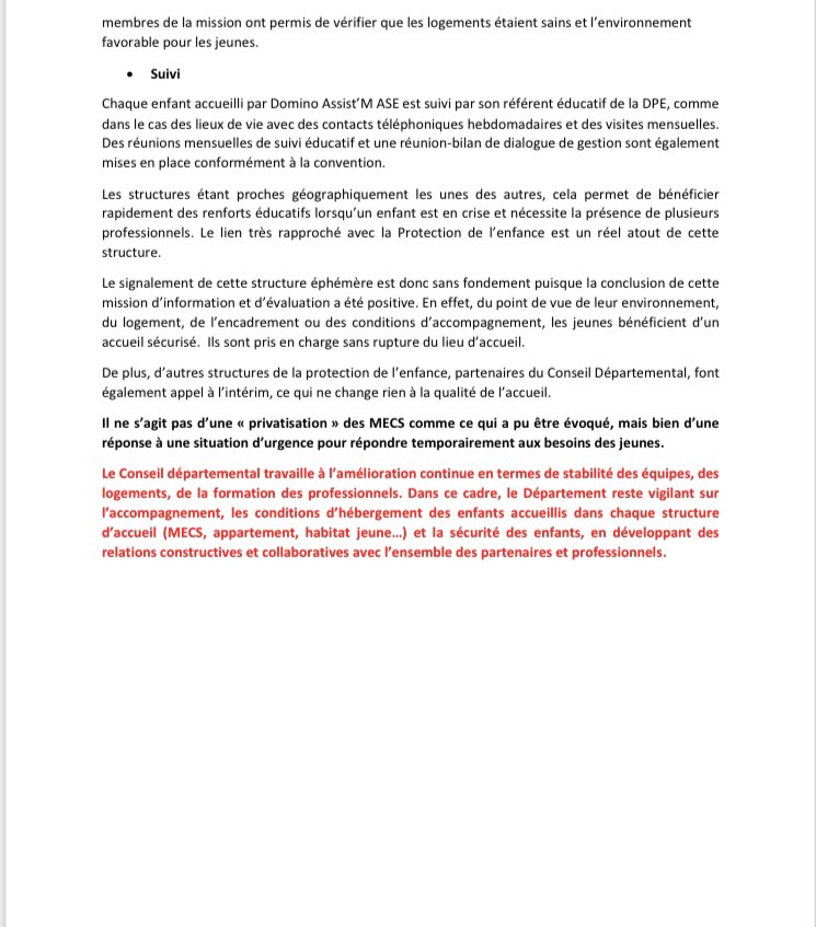 Les conclusions de la mission d’information et d'évaluation pour l’accueil des mineurs dans les Maisons d’Enfants à Caractère Social suite aux propos non fondés de <a href="/MayenneEcoSolid/">Pour la Mayenne écologique et solidaire</a> 
Il est de la responsabilité de chacun de ne pas attendre 3 semaines pour signaler un danger ! ⤵️