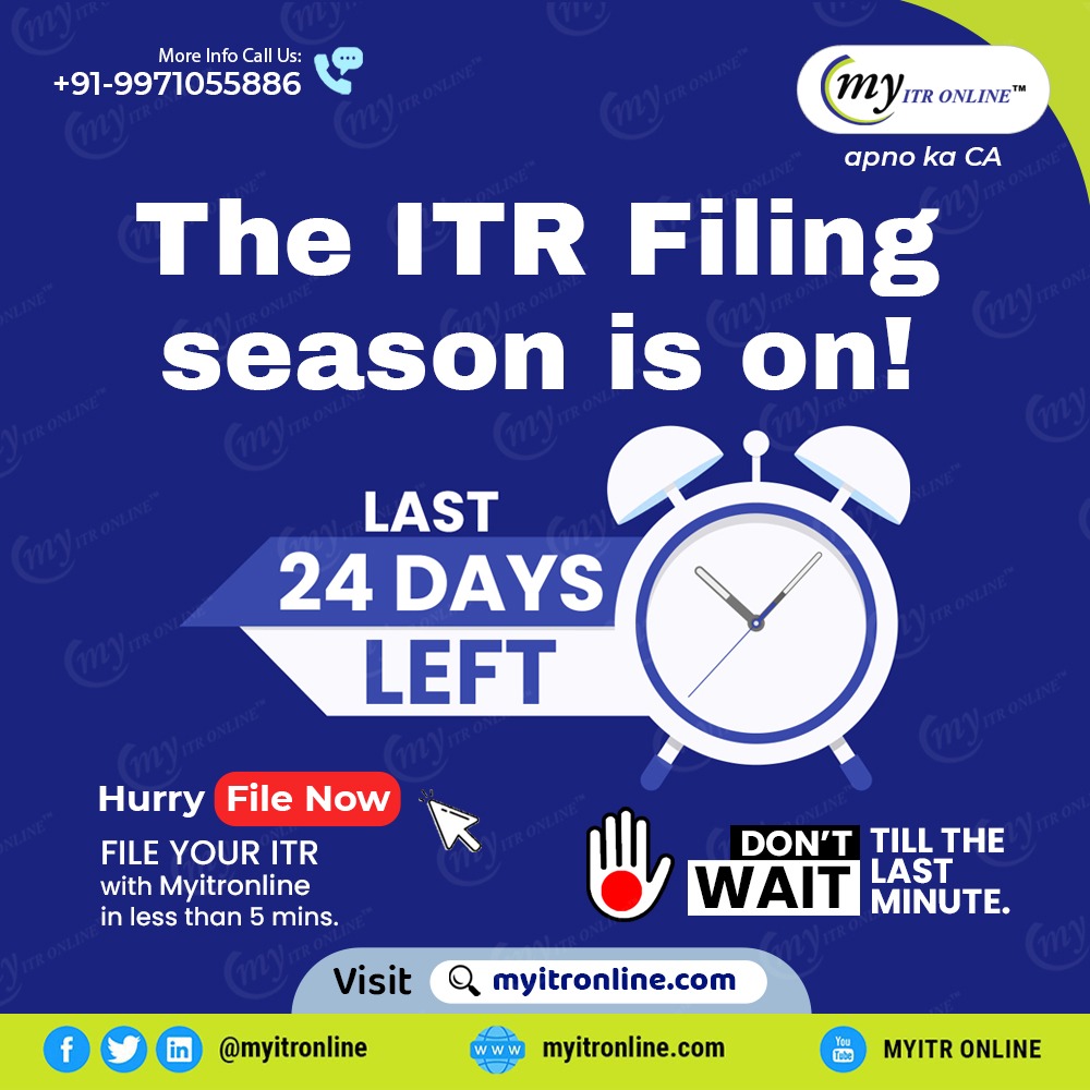 myitronline's tweet photo. Hurry, File Now!
If you haven’t filed your Income Tax Return(ITR) yet, this is your last chance to do so. The last date to file your ITR for AY 2022-2023 is July 31st, 2022. Save your time and file now: https://t.co/h9503XMCso
#efiling #Tax #duedate #FileNow #Lastdate #Easyfiling https://t.co/G46x5XgbEL