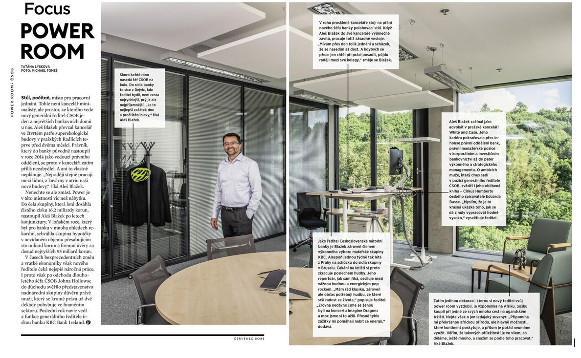CSOB_CZ's tweet photo. Zajímá vás, jak pracuje náš nový #CEO Aleš Blažek? Přečtěte si rubriku #PowerRoom časopisu @ForbesCesko https://t.co/GcevnGI3j1