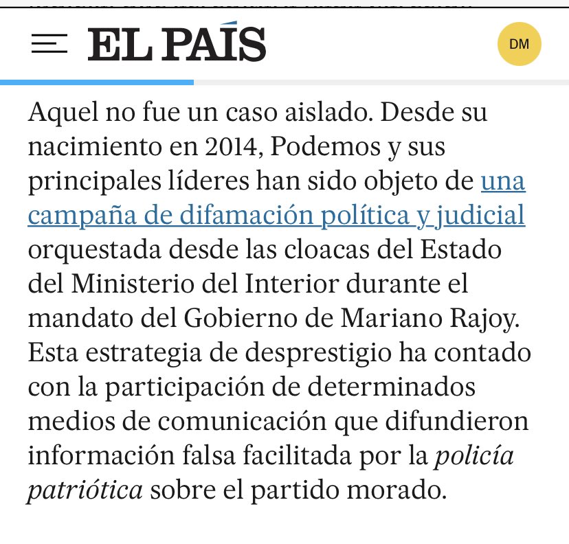 PabloIglesias's tweet photo. España es una democracia plena. No existen las cloacas del Estado. No hay cloacas mediáticas. El PP no es un partido de delincuentes. Podemos es ETA… y Venezuela y Cuba...Y yo, como dicen Cospedal y Villarejo, soy un hijo de puta que además señalo a “periodistas” https://t.co/srNYU5a1jr