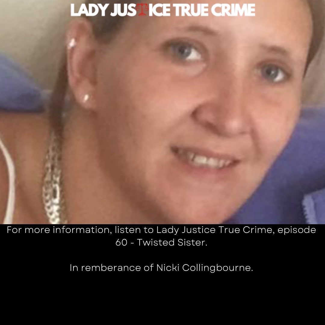 Images for episode 60 - Twisted Sister.
1) Nicki Collingbourne (right) &amp; Yvonne Caylor (left)
2) Yvonne’s disguise 
3) The chicken pot used in the murder
4) Nicki Collingbourne