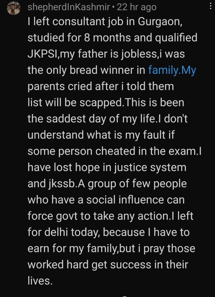 JKPSI2024's tweet photo. Very sad story 💔

JKPSI meritorious aspirants wants no scrapping of paper, no to re exam. 
@OfficeOfLGJandK @manojsinha_ @ahmedalifayyaz @DrJitendraSingh @nazir_masoodi @nuzhatjehangir @rifatabdullahh @MehboobaMufti @OmarAbdullah https://t.co/wyEriFrSGq