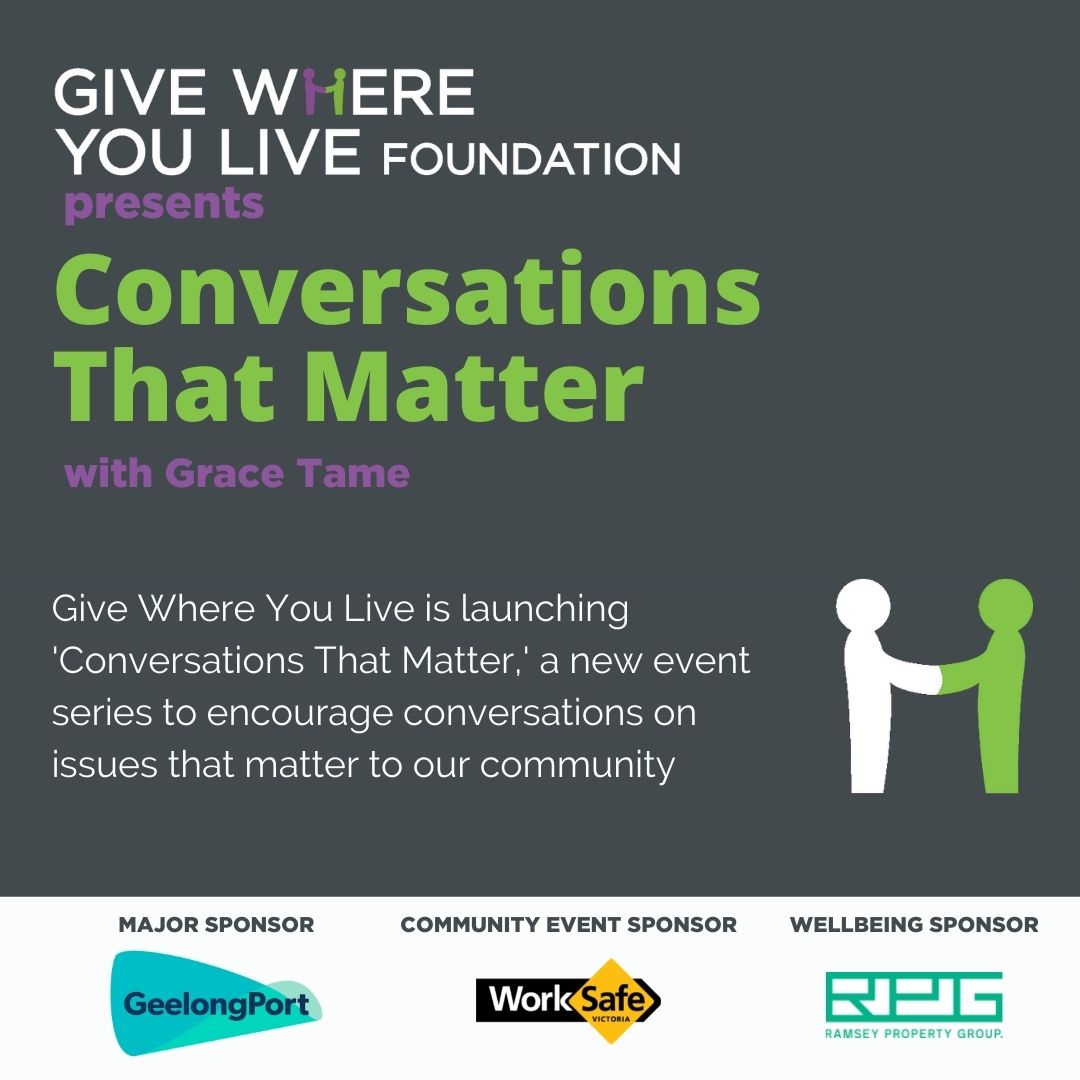 Join Grace Tame at our #ConversationsThatMatter event on Wednesday 3 August and join the conversation on issues that matter to our community.

Get your tickets now conversations-that-matter.raisely.com/booknow

#ConversationsThatMatter #GiveGeelong #GraceTame #GeelongEvent