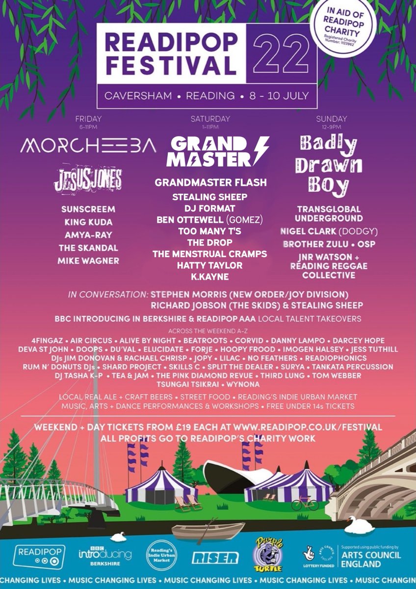 BFfC_Child's tweet photo. - @Readipop festival starts tomorrow, so have fun if you're going - check out the line up!
#GrandmasterFlash is in #rdguk!! 🙌 ⚡️
Children under 14 can attend for free tomorrow. Tickets available here:
➡️ https://t.co/TzZZEw9kIT
#rdguk #FestivalSeason #readipop https://t.co/Ua2U4of3WU