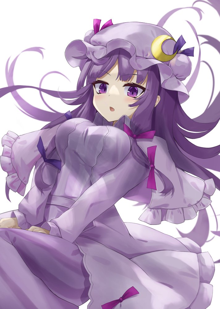 patchouli knowledge 1girl hat solo purple eyes long hair crescent purple hair  illustration images