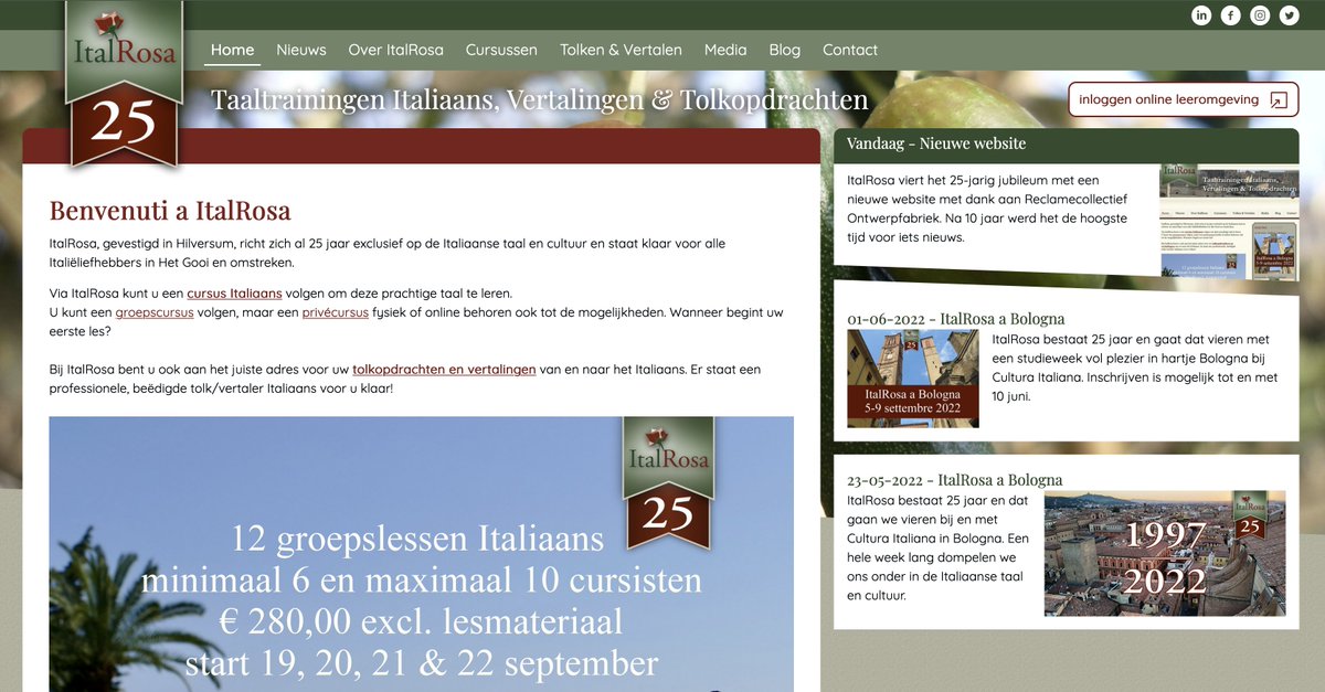 ItalRosa viert het 25-jarig jubileum o.a. met een nieuwe #website met grote dank aan Reclamecollectief <a href="/Ontwerpfabriek/">@Ontwerpfabriek@mastodon.social</a>.
Neem gauw een kijkje en laat gerust weten wat je ervan vindt: italrosa.nl
#italiaans #cursus #taaltest #quiz #blog #playlist