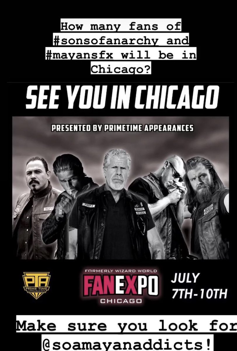SOAMediaAddicts's tweet photo. Let’s get this party started!! 🎉🎉 Who’s coming to Chicago @fanexpochicago to see #CharlieHunnam @Theorossi @EmilioRivera48 @RamboDonkeyKong @perlmutations @PTAppearances ?? It’s going to be an epic weekend!! #AddictsInChicago #SOA #SOAFX #SAMFAM https://t.co/e0cqi0cTPb
