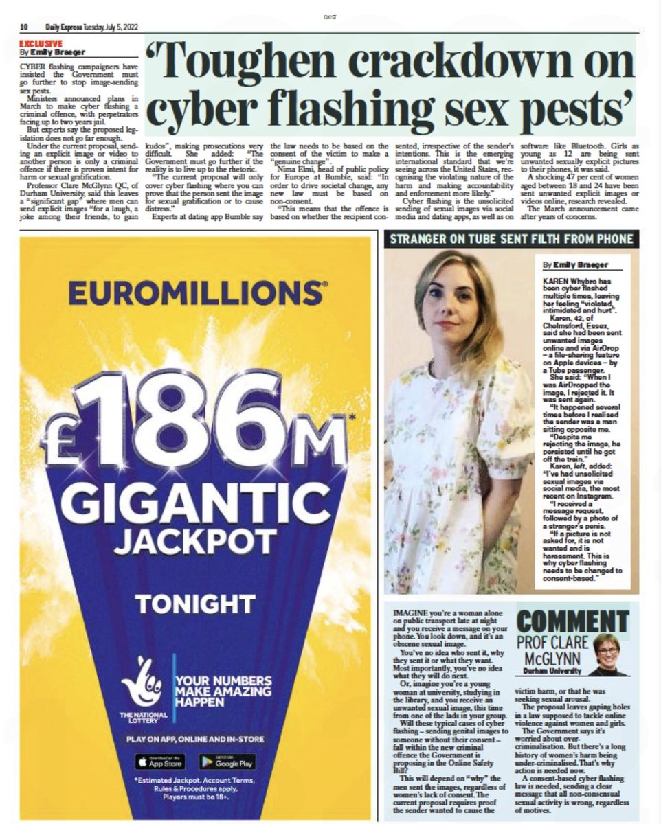 McGlynnClare's tweet photo. Now vital that proposals on #cyberflashing also amended to be consent-based. Otherwise, there's still a #patchwork of laws that confusing & victims of cyberflashing receiving less protection #NotMakeSense
https://t.co/AbZL1DKHFq https://t.co/0RnpdEAgxP