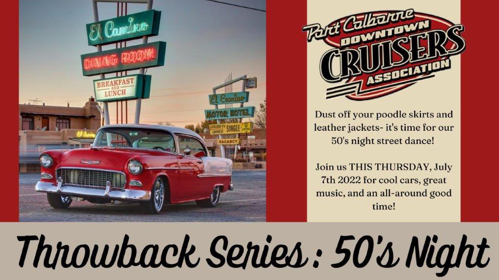 July is our THROWBACK month!Starting with the 50’s tonight- RETRO COSTUMES ENCOURAGED!! We’ll be cranking out the best music of the decade so bring your best pals and get ready to rock around the clock 👏🏻 #PortColborne #CarShow #Niagara #1950s