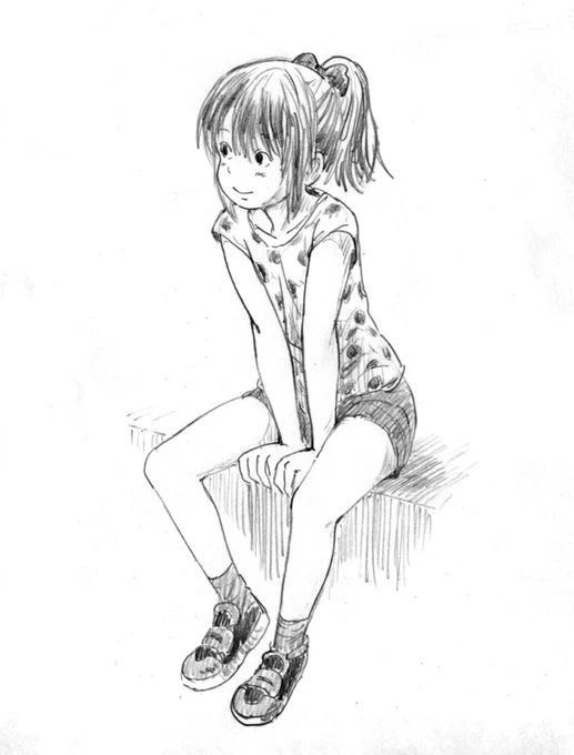 #ポニーテールの日 ポニテはそれなりに描いてました 一枚目はなんと、グリザイユ画法を使っていたのですよ 髪の毛のあたりなんか、最初からカラーで塗ったらこうはならないですね 