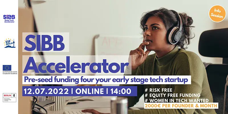 How to prove your technology and business model without any money? Even Business Angels want to see some early success stories and a track record. Fortunately there is a solution: Berlin Startup Stipendium as early stage pre-seed funding!

Sign up here: eventbrite.com/e/sibb-acceler…
