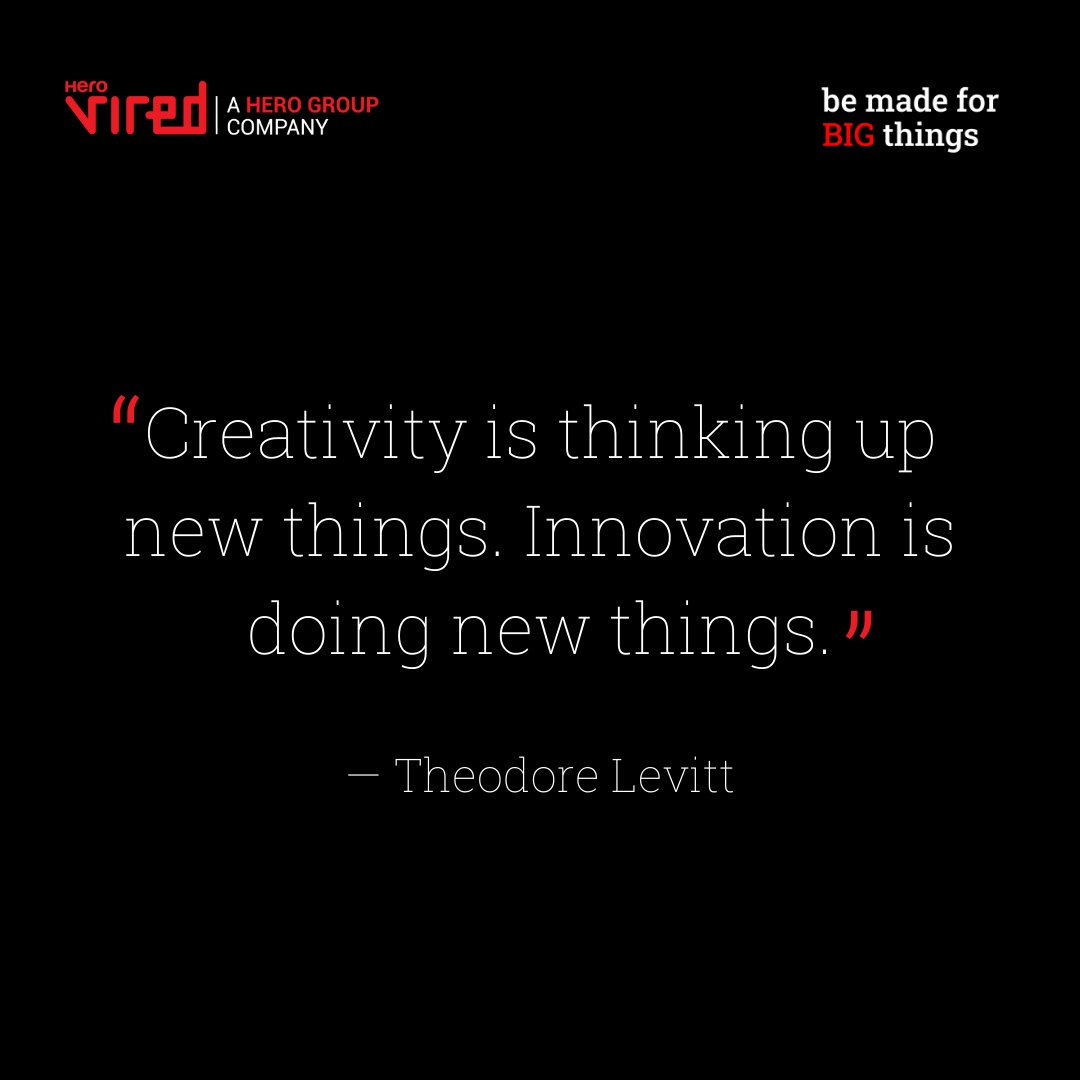 HeroVired's tweet photo. Innovation can be found in the smallest of day to day work. Making a paper fan to reduce heat or use of candle to prepare instant noodles, any idea can lead to innovation!
Be made for BIG things and don't be afraid to try something new today!
#Bemadeforbigthings #thursdayvibes https://t.co/rAosOMyF3Y