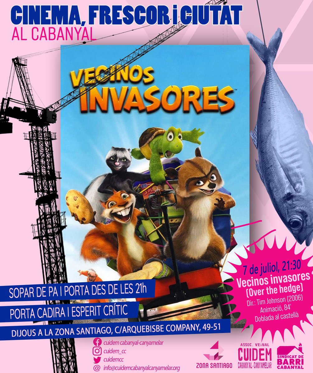 🎞️Hui cinema a la fresca al <a href="/delpatialbarri/">Zona Santiago</a> juntament amb les companyes de <a href="/CuidemCC/">Cuidem Cabanyal-Canyamelar</a>.
Us esperem!