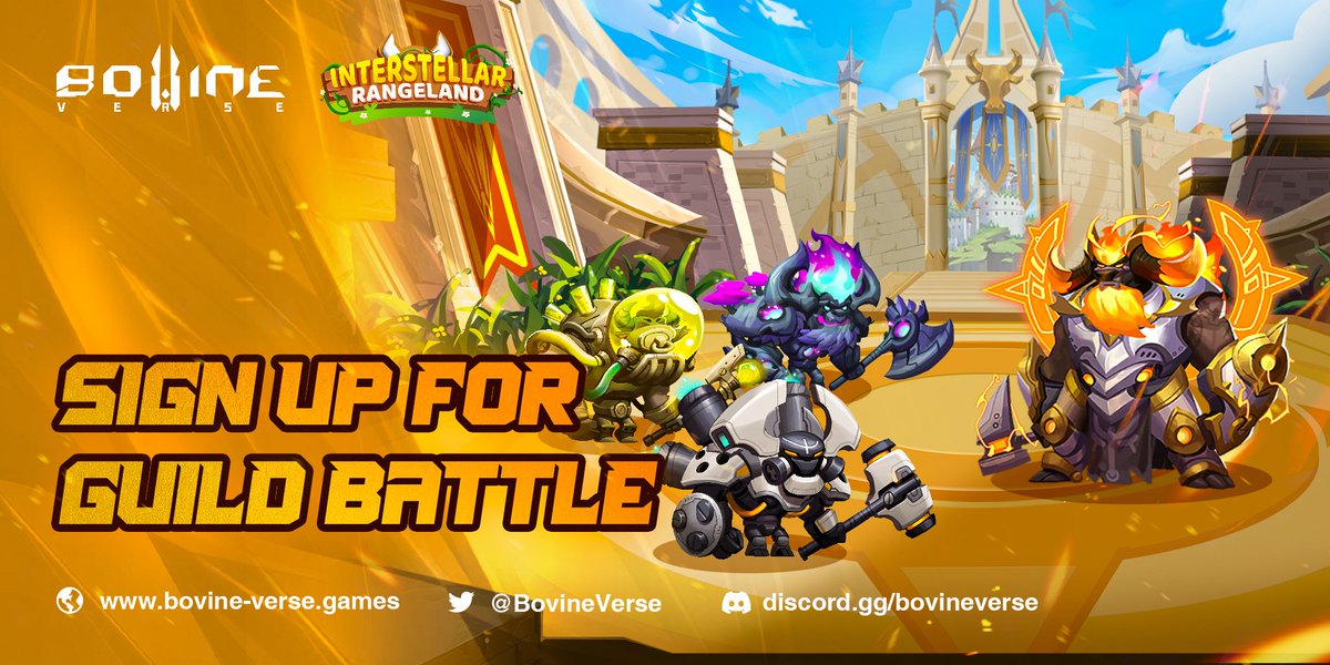 Wen to sign up for Guild Battle? NOW!🔥

Guild Battle will start at 12 PM UTC, July 8 (Friday). Every Planet's president, don't miss out to signup on behalf of your members before 11 AM UTC, 07/08

🔗Sign up now: bovine-verse.games/rangeland

🔗More details: doc-en.bovine-verse.games/interstellar-r…