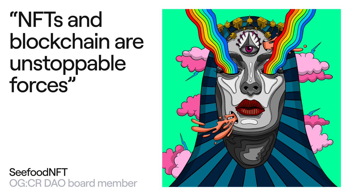 “Until carrying around NFTs in a digital wallet becomes commonplace for everyone, we are still living history” — CEO and co-founder of <a href="/ST6Ventures/">ST6 Ventures</a> and OG:CR DAO board member <a href="/SeefoodNFT/">Seefood.9dcc.eth</a> on inevitable truth, and bringing maturity to the blockchain.

👉 medium.com/ogdotart/until…