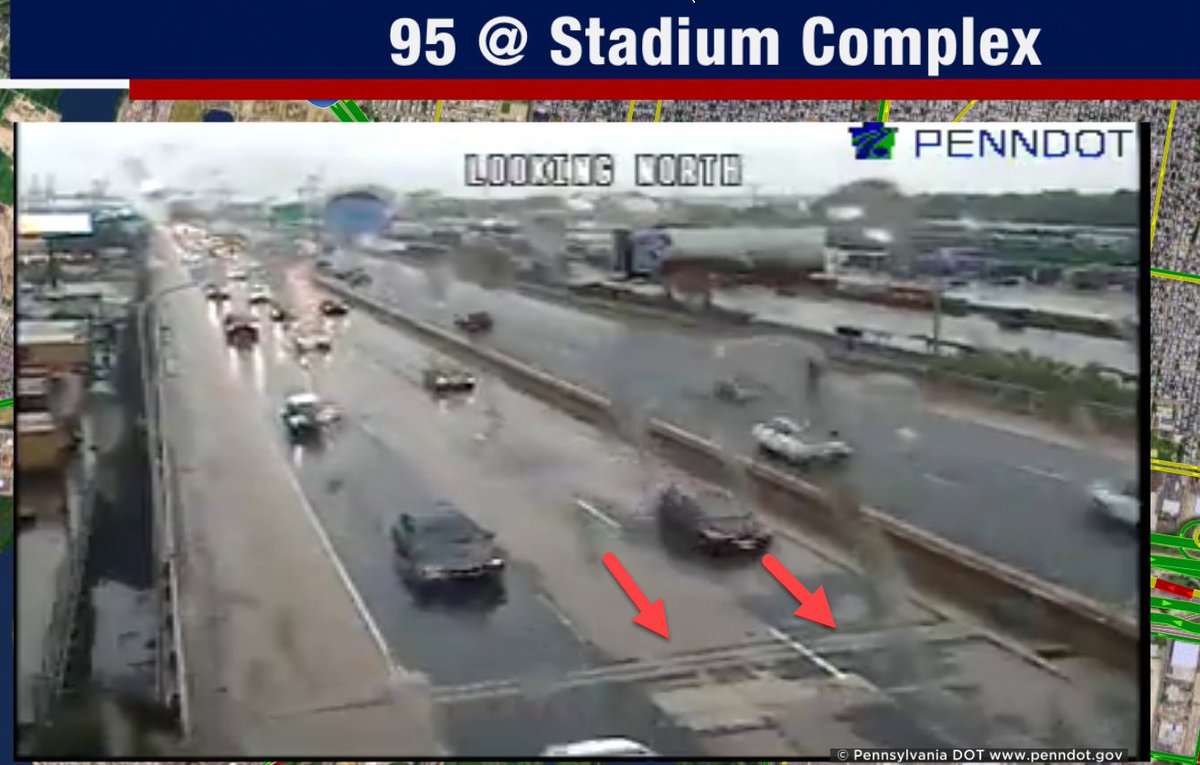 Heads Up...Expansion Joints are blowing out tires.  95 South at stadium area.  Stay out of 2 left lanes. Penndot milled the road and left the joints exposed.  Waiting to hear back from them.  @Fox29philly