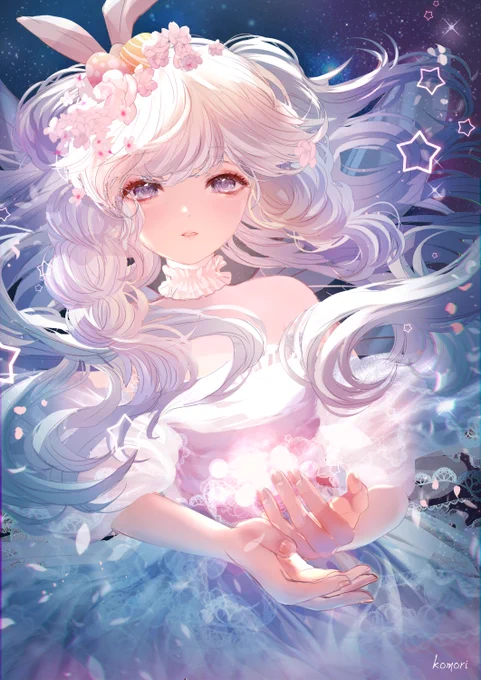 #七夕なのでお星様見せて

青い星の妖精少女の再掲です😊

#星空 #イラスト 