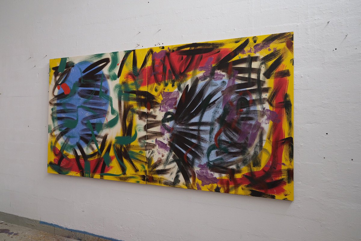 One love
Oil and oil stick on linen
122 x 244 cm
2021/22