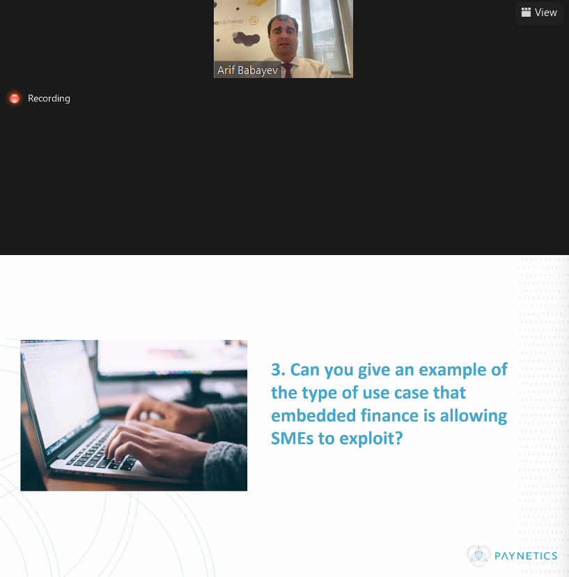 When our third question was put to Arif Babayev, Founder of DNA Payments, he said that it's inevitable that we'll move towards a more efficent world, and that "SMEs especially, will need to be more efficient and effective if they want to survive" #money2030 #embeddedfinance