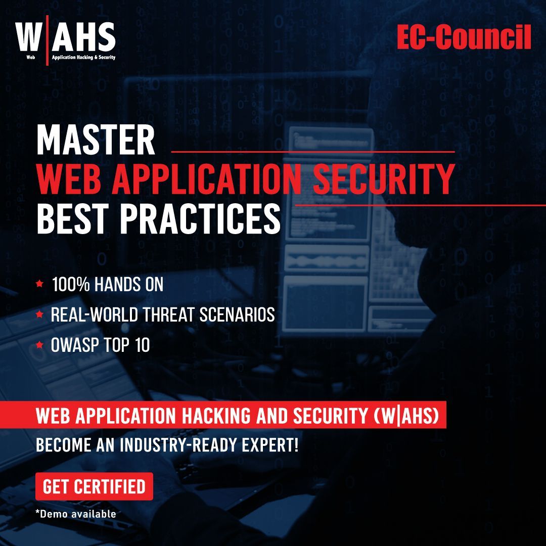 AmleshSeth's tweet photo. Improve your skills by learning how to respond to web application security threats through an immersive, comprehensive learning environment. Free course demo: https://t.co/a0Vz8L2oaO

#Hacking #WebApplicationSecurity #WebApplications #ECCouncil #WAHS #CybersecurityCertification https://t.co/J7StDy2xCY