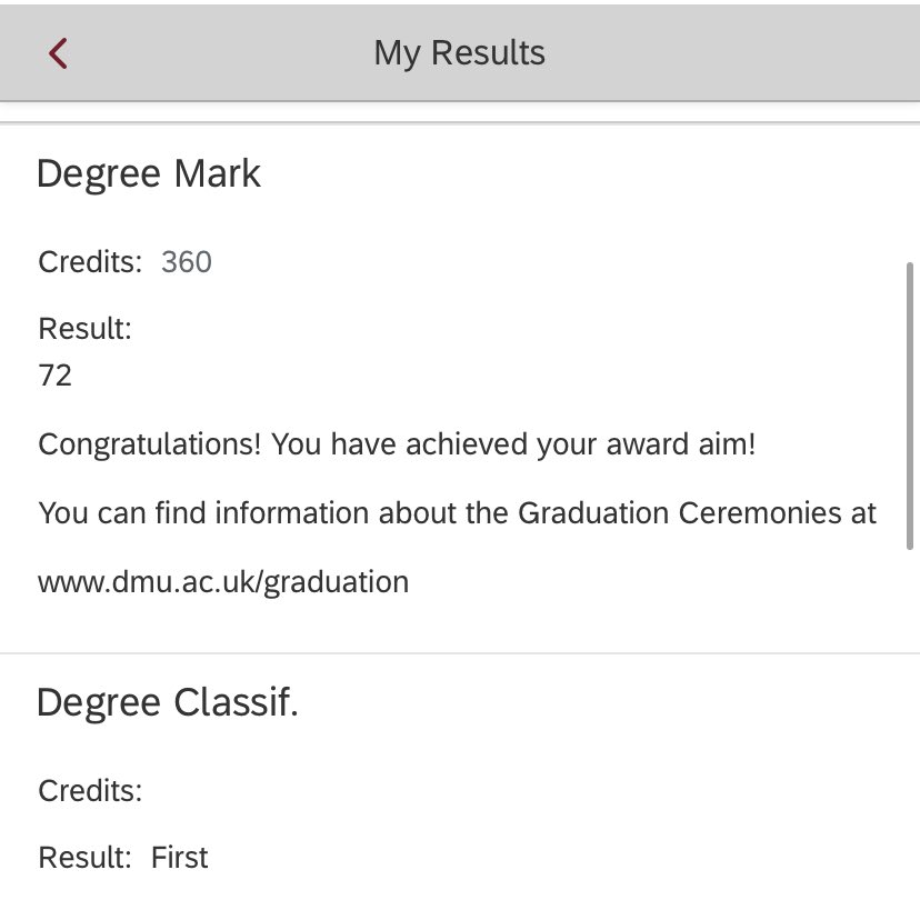 lukeywil2000_SJ's tweet photo. Can’t believe I have come away with a first from @dmuleicester 

Such a difficult three years but I did it, so proud of myself with his and I can’t wait for what the future holds now https://t.co/4pYmOXgutL