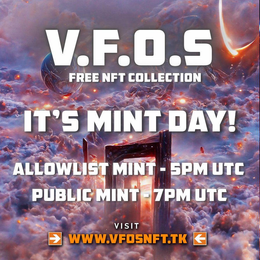 cryptoarthur92's tweet photo. 🚨🚨FREE MINT NFT (1,111 RARE NFTS)🚨🚨

⏰IT'S MINT DAY!⏰

Follow @VFOSNFT so you dont miss out!

Allowlist mint : 7/7/2022 , 5pm UTC (3 NFTs)
Public Mint : 7/7/2022, 7pm UTC (2 NFTs)

Set your alarms and stand by to mint!

#FreeMint  #NFTdrop #NFTCollections #NFA #DYOR https://t.co/M0ChHJBYxu