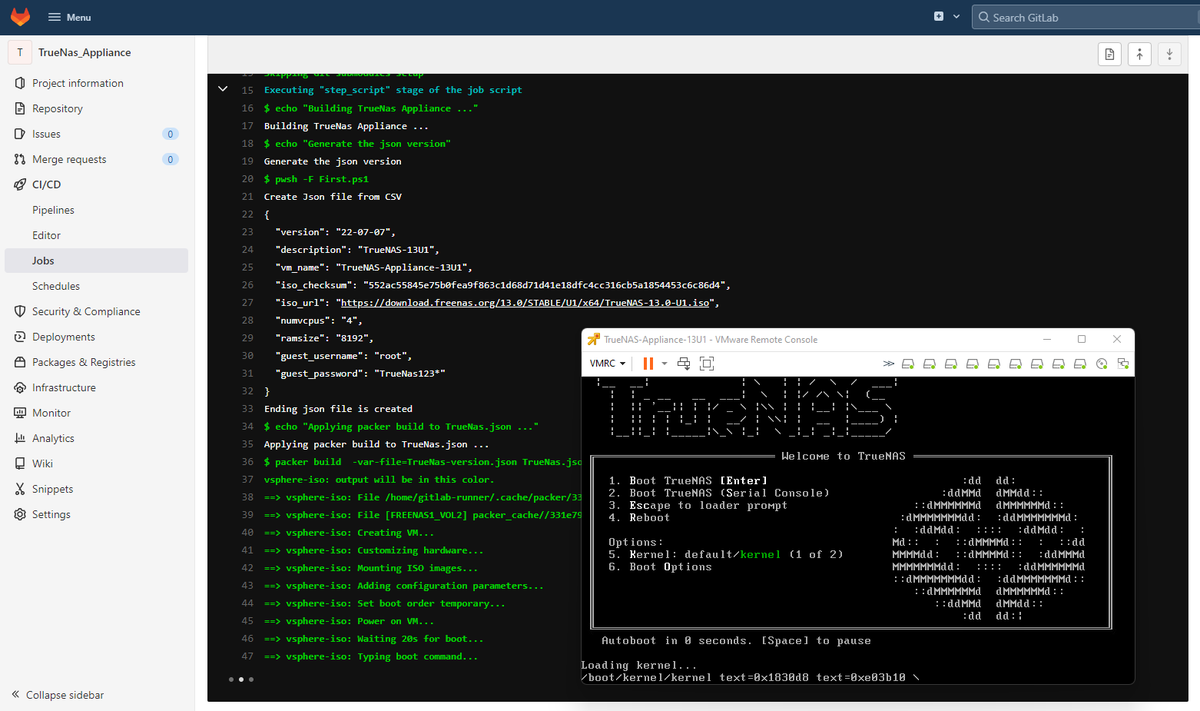 JM2K69's tweet photo. Hum Today #Packer CI/CD for My appliance @TrueNAS
Soon available for download and some #VMwareHomeLab #vExpert https://t.co/4D81e6LlkR