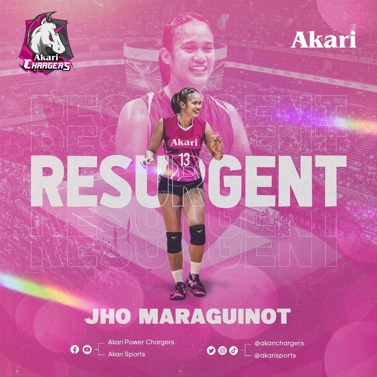 AkariChargers's tweet photo. RESURGENT.

Even with the arrival of young talents, many fans are still longing to someday see again one of the most graceful spiking forms in local volleyball.

And Jhoana Maraguinot is hoping—and ready to hustle—to give it to you. 

#AkariRising ⚡️💖 https://t.co/3FNLUj7UQF