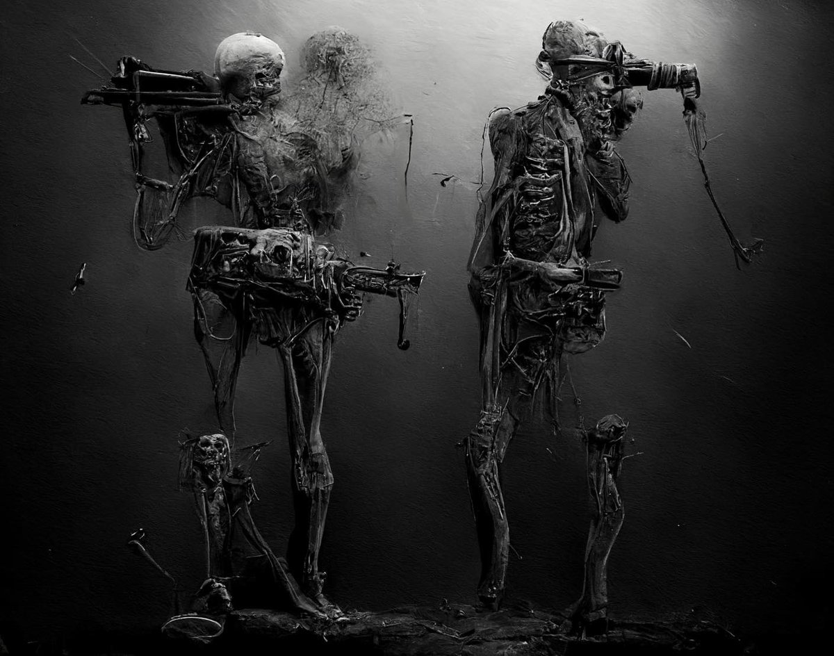 GuneySoykan's tweet photo. World War 1 Through the Eyes of an X-ray Machine 
A.I. Art Series - Part III. - Battlefields #AIart #midjourney https://t.co/L2NW1LSytG