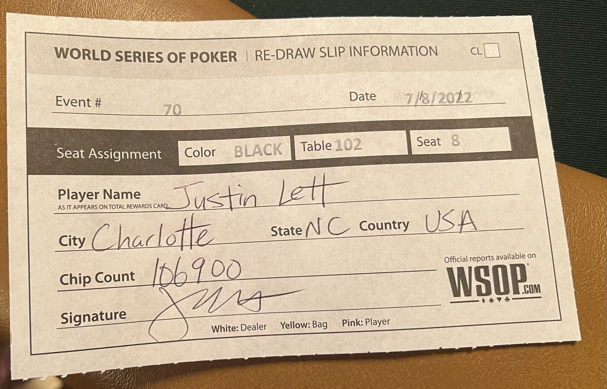 First WSOP Main Event — we found a Day 1 Bag. Day 2 on Friday.