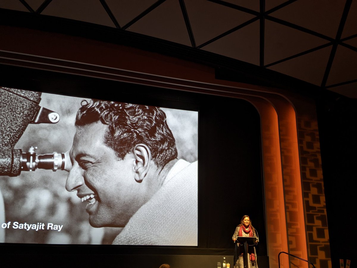Informative, interesting Sangeeta Datta talk about Satyajit Ray's work covering 38 (all) of his films @BFI 'A once in a lifetime opportunity,' said the programme curator yesterday. She has collated thematically. Runs from this month through August. #SatyajitRay SD @BaithakUk