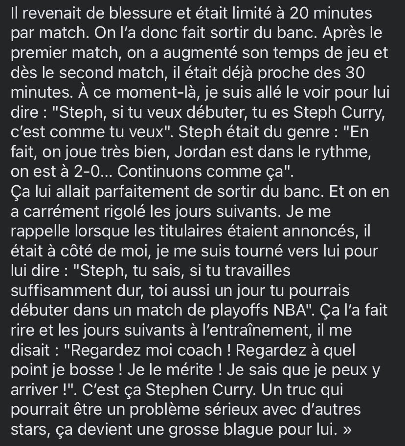 SCurry_FR's tweet photo. 💬 Steve Kerr dévoile une petite anecdote sur Steph lors du premier tour des playoffs contre Denver : https://t.co/X8urtdW4MS
